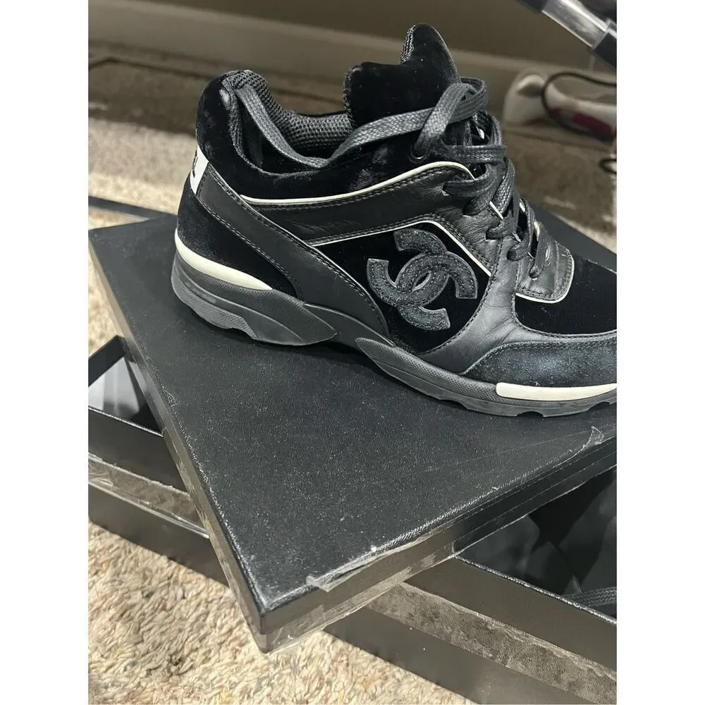 Chanel black sneakers size 36